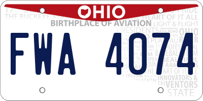 OH license plate FWA4074