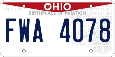 OH license plate FWA4078