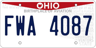 OH license plate FWA4087