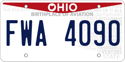 OH license plate FWA4090