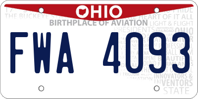 OH license plate FWA4093