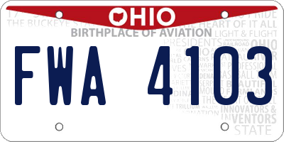 OH license plate FWA4103