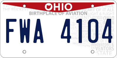 OH license plate FWA4104