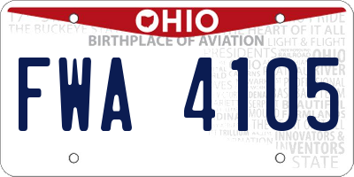 OH license plate FWA4105