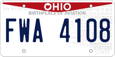 OH license plate FWA4108