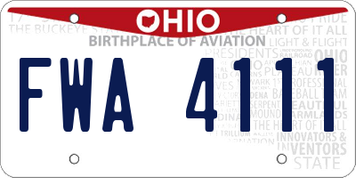 OH license plate FWA4111