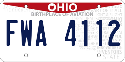 OH license plate FWA4112