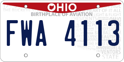 OH license plate FWA4113