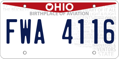 OH license plate FWA4116