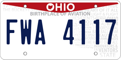 OH license plate FWA4117