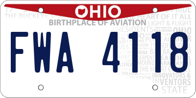 OH license plate FWA4118