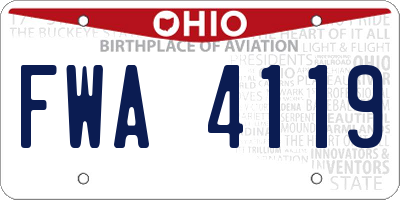 OH license plate FWA4119