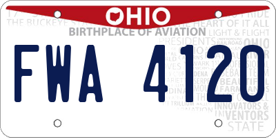 OH license plate FWA4120