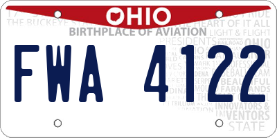 OH license plate FWA4122