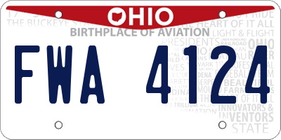 OH license plate FWA4124