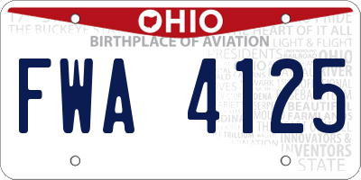 OH license plate FWA4125