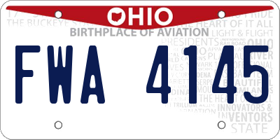 OH license plate FWA4145