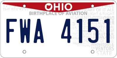 OH license plate FWA4151