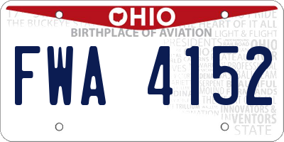 OH license plate FWA4152