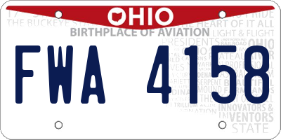 OH license plate FWA4158