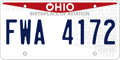 OH license plate FWA4172