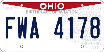 OH license plate FWA4178