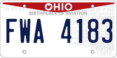 OH license plate FWA4183