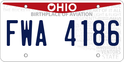 OH license plate FWA4186
