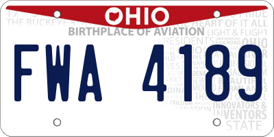 OH license plate FWA4189