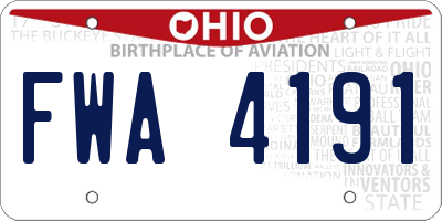 OH license plate FWA4191