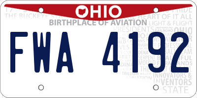 OH license plate FWA4192