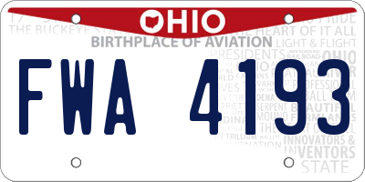 OH license plate FWA4193