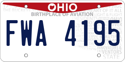 OH license plate FWA4195