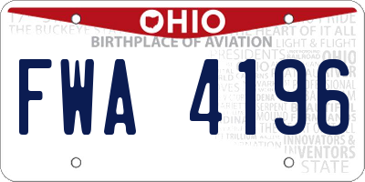 OH license plate FWA4196