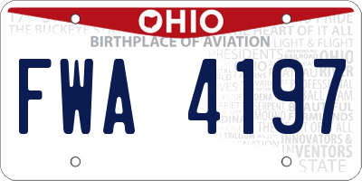 OH license plate FWA4197