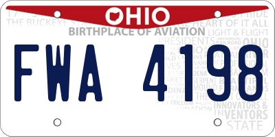 OH license plate FWA4198