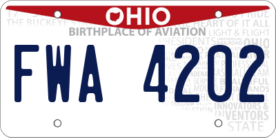 OH license plate FWA4202