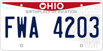 OH license plate FWA4203