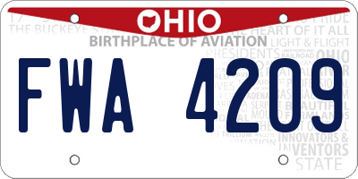 OH license plate FWA4209