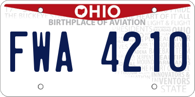 OH license plate FWA4210