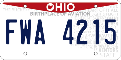 OH license plate FWA4215