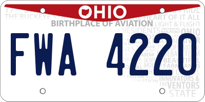 OH license plate FWA4220