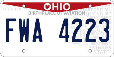 OH license plate FWA4223