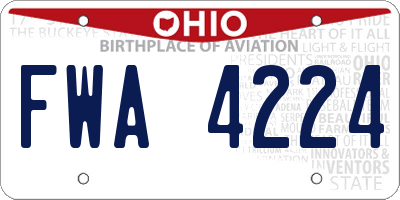 OH license plate FWA4224