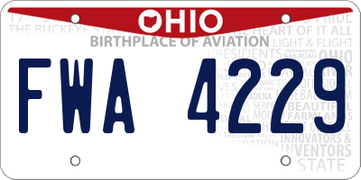 OH license plate FWA4229