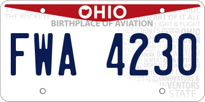 OH license plate FWA4230