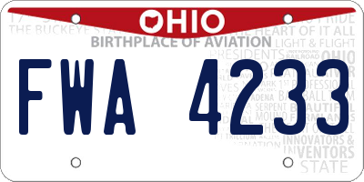 OH license plate FWA4233