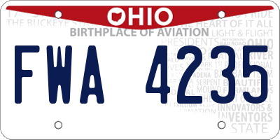 OH license plate FWA4235