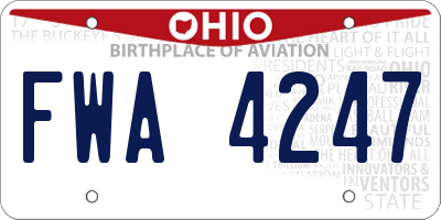 OH license plate FWA4247