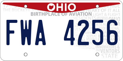 OH license plate FWA4256